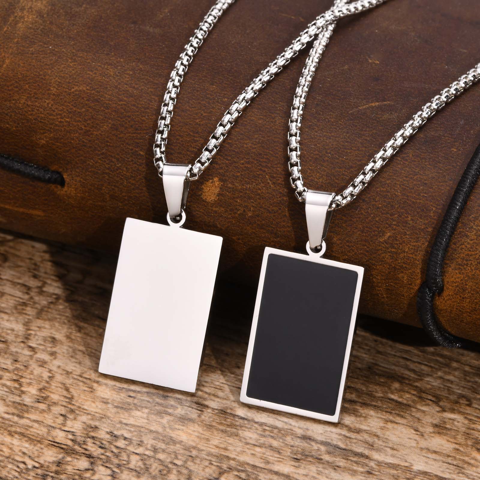 Daily Occasion Fashion Rectangle Stainless Steel Polishing Men's Pendant Necklace