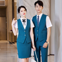 酒店服務員工作服女長袖餐飲飯店酒吧西餐廳ktv工作裝馬甲男短袖