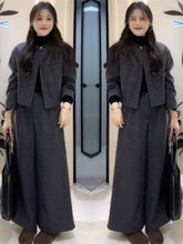 时尚潮流秋冬季穿搭一整套感韩剧名媛小洋装富家千金小香风套装