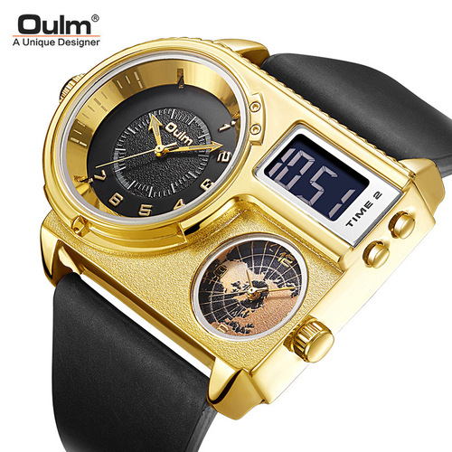 Oulm trendy brand large dial belt sports casual men's watch cross-border hot sale gold men's watch 5026