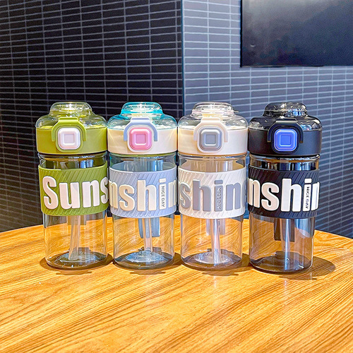 Minimalist Instagram-style plastic cup with straw, suitable for women, high-quality student on-the-go cup, heat-resistant, food-grade, space cup