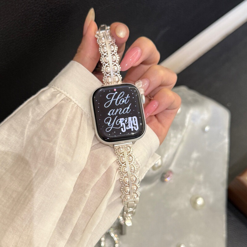 Lace Pearl iWatch Strap Suitable for Se Apple Watch 11Th Generation Applewatch9 Huawei Gt6 Xiaomi 10