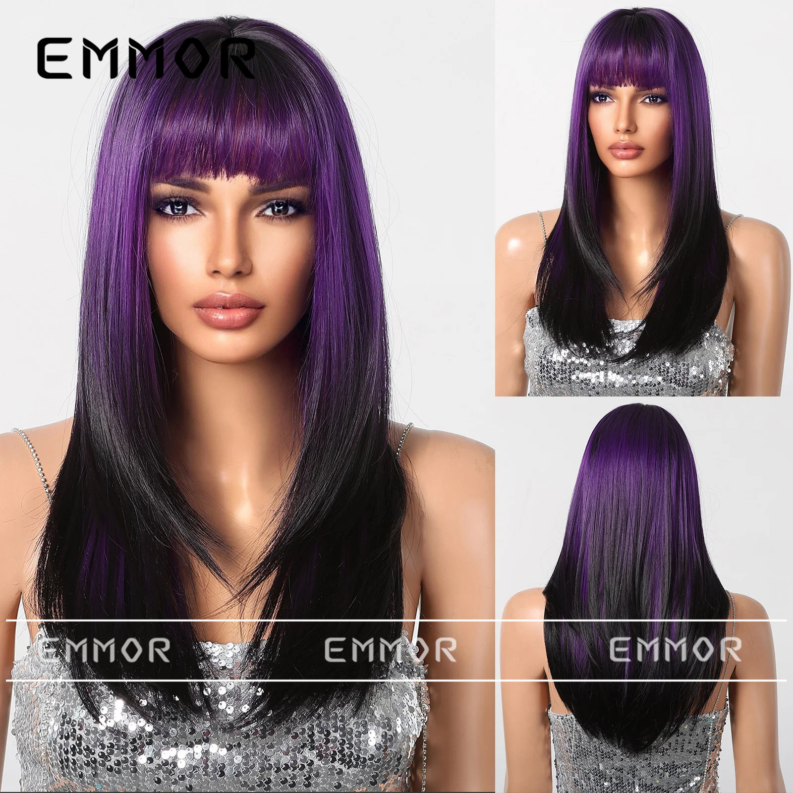 Suministro transfronterizo de nuevos productos Qi flequillo dorado degradado marrón en capas micro-rizado peluca europea y americana tipo de cabello completo