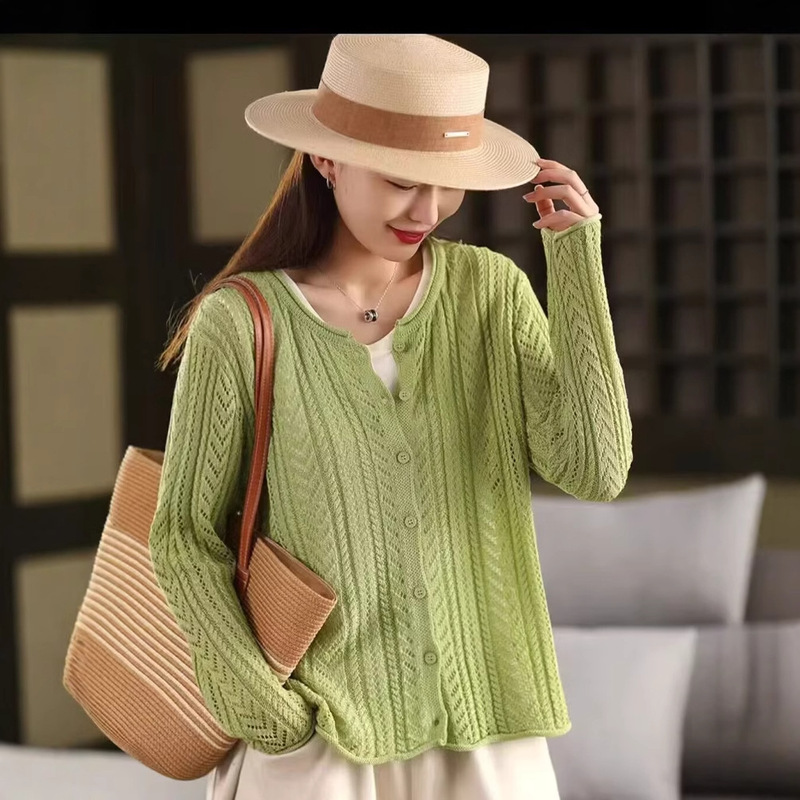 New Hollow Knitted Sweater for Women, Artistic, Loose, Lazy, Versatile Casual Cardigan Outer Top