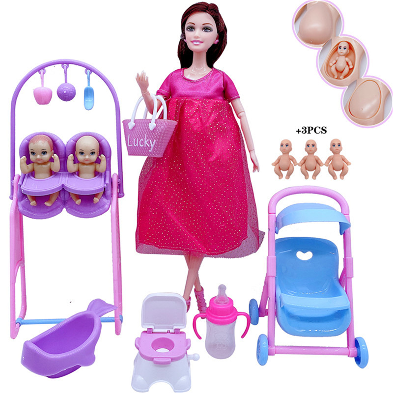 11.5 inch 30cm movable joint pregnant Bobby doll big belly play house girl toy dress gift