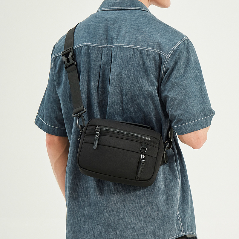 Borsa a tracolla alla moda, borsa a tracolla semplice portatile in tessuto Oxford impermeabile nero, borsa a tracolla per ragazzi_voghion.com