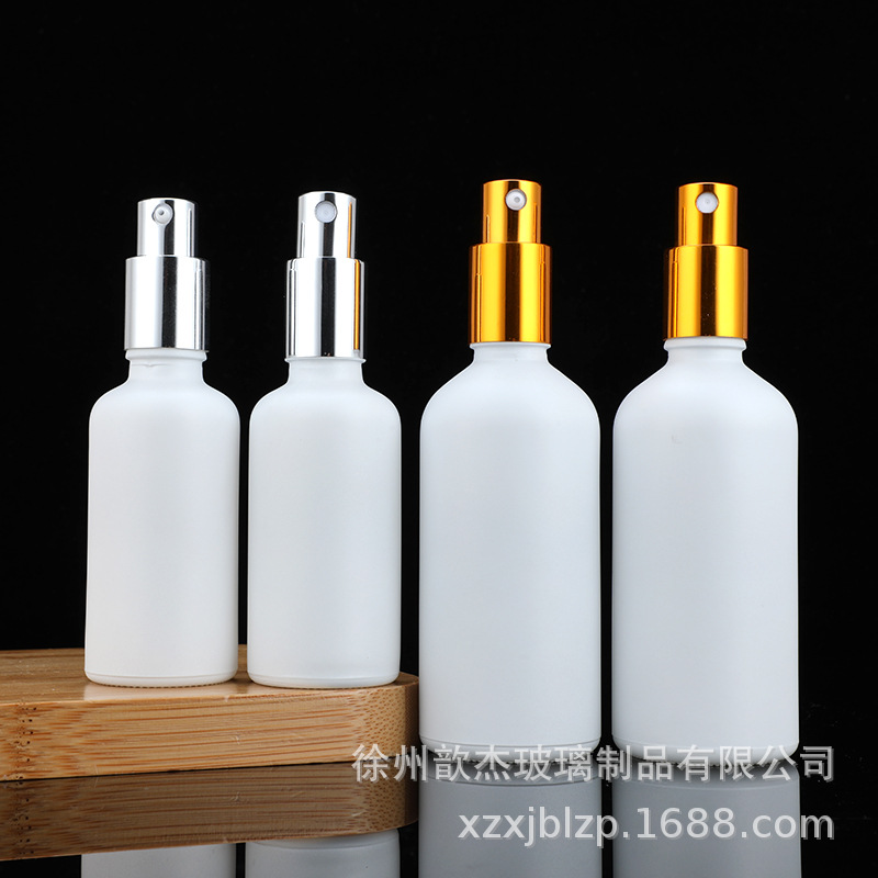 Botella de aceite esencial blanca helada blanca 10ml-100mL botella de la prensa botella de la botella del espray