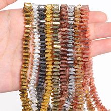 跨境欧美6x4mm二面方形火山石散珠配件半成品手链手串珠加工材料