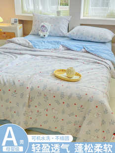 Summer Washed Cotton Air-conditioning Quilt Student Dormitory Single Children Summer Cool Quilt Thin Spring and Autumn Quilt Core Summer Quilt
