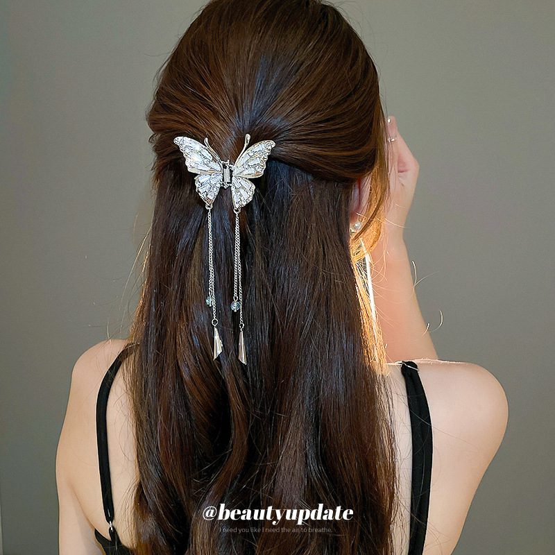 Tendencia nacional, diamantes, carillón de viento, borla, pinza, nueva moda china, pinza de tiburón de todo fósforo, pinza para el cabello de temperamento súper hada, accesorios para el cabello
