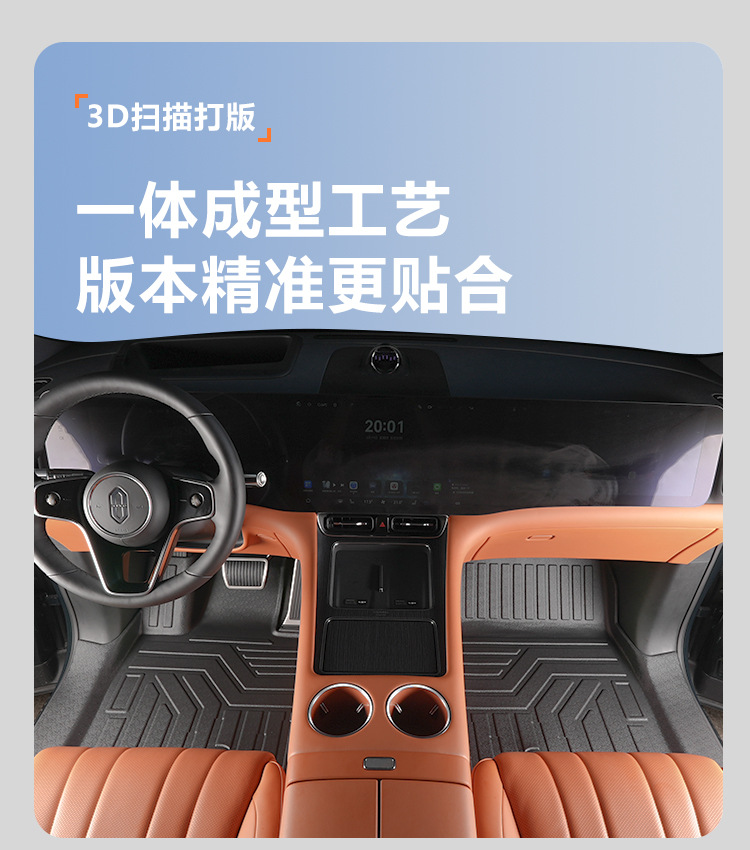 Suitable for the interior modification of the HarmonyOS Smart Travel AITO M8, 5/6-seater front two rows with threshold covers, TPE car floor mat accessories