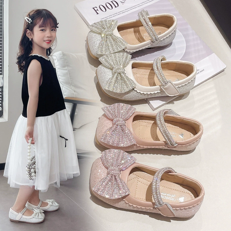 Детская кожаная обувь 2024 весна и осень новая девушка мягкая подошва