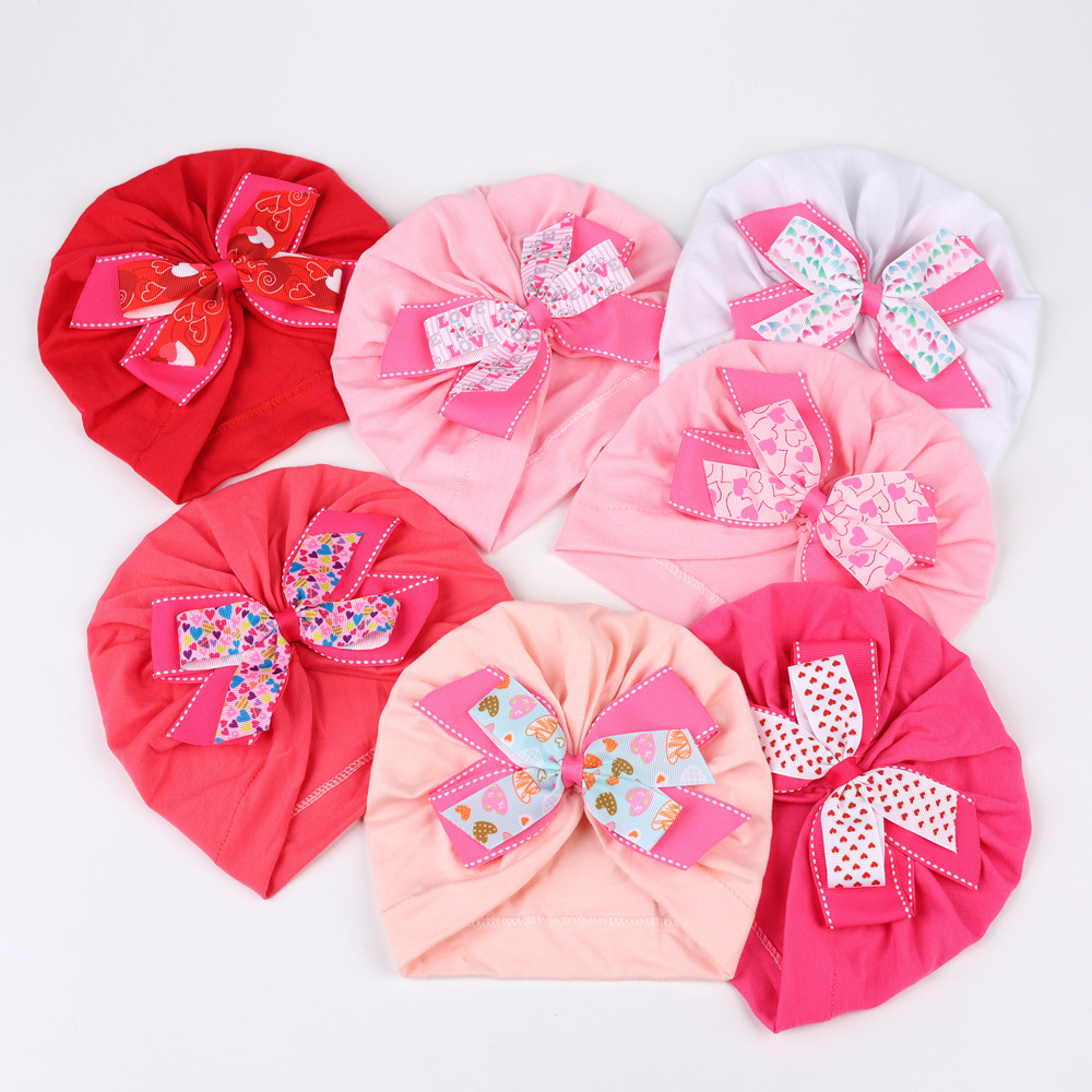 Children Unisex Cute Bow Knot Printing Baby Hat display picture 4