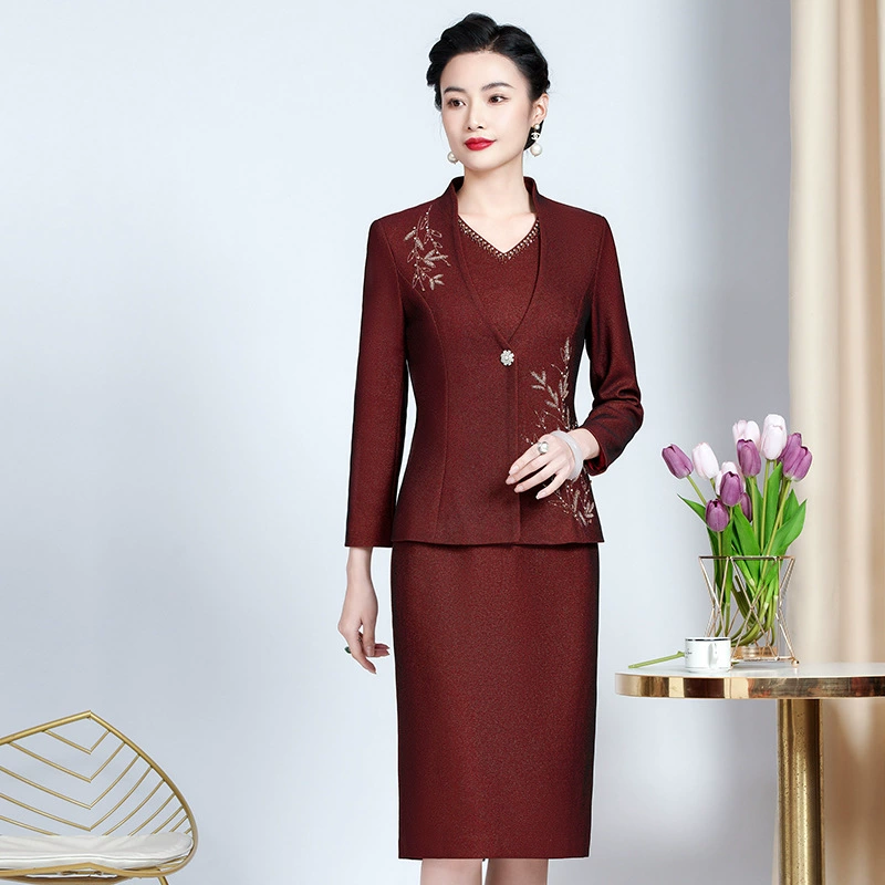 Spring autumn fashionable set for elderly, long-sleeve for mother, classic suit jacket, for middle age, wholesale