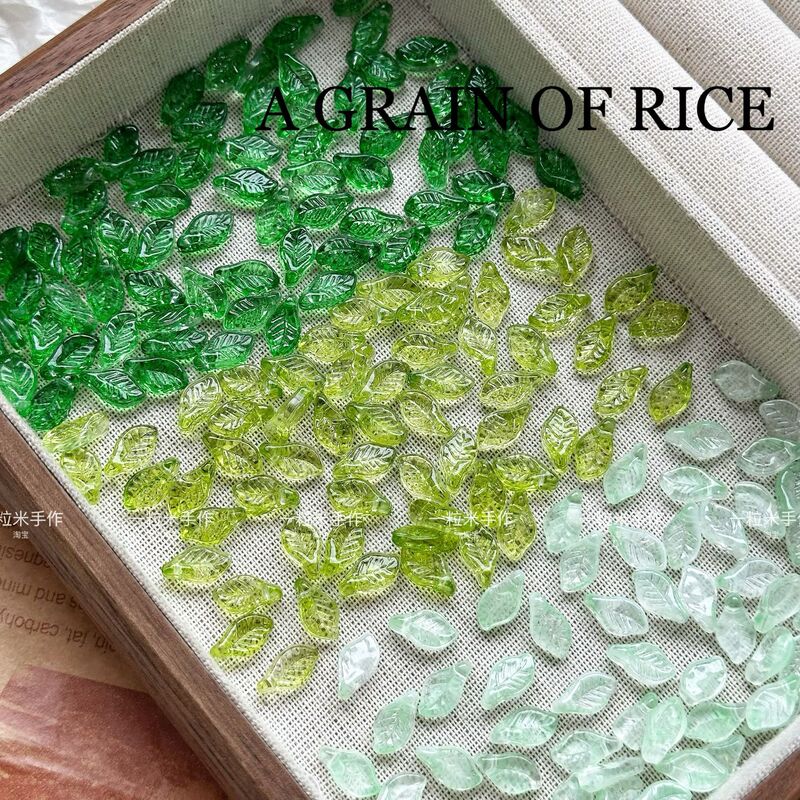 10.5*6mm Glaze Mini Green Leaf Beaded Beaded Handmade DIY Material Bracelet Necklace Jewelry