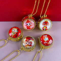 Pattern optional retro pocket watch cartoon electronic watch rotating flip pendant necklace children’s birthday gift wholesale