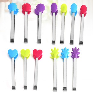 Small Palm Silicone Clip Heart Shape Flower Shaped Shell Ice Clip Stainless Steel Mini Food Clip Food Clip Sugar Clip
