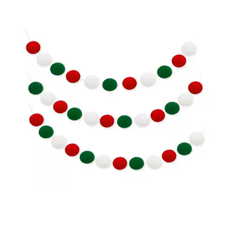 Pom pom garland: (red, green, white) christmas colors