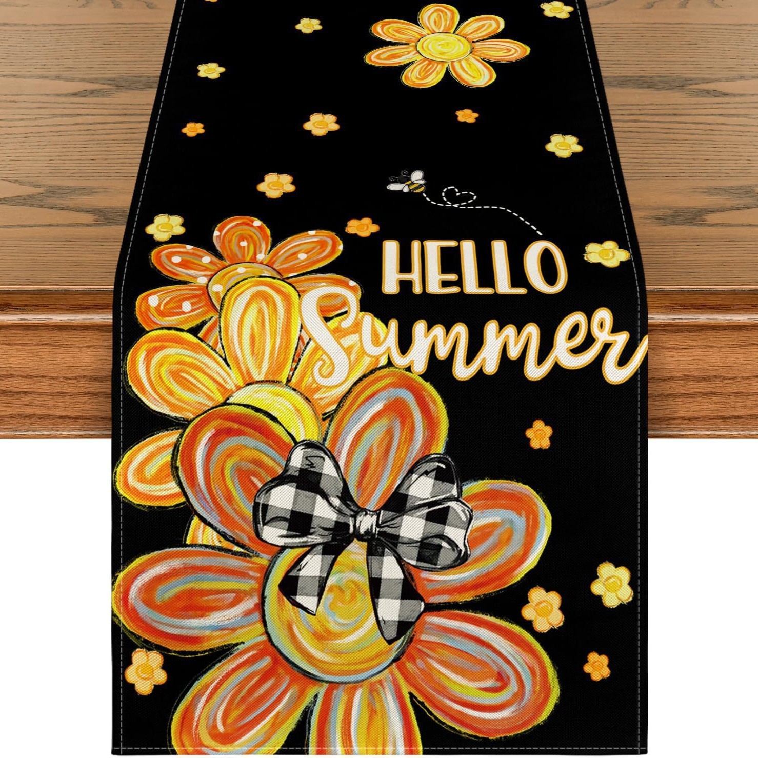 Primavera y verano venta en caliente bandejas de mesa transfronterizas frescas flores pastílicas imitación de tela de mesa de lino girasoles verde bandejas de mesa de hoja