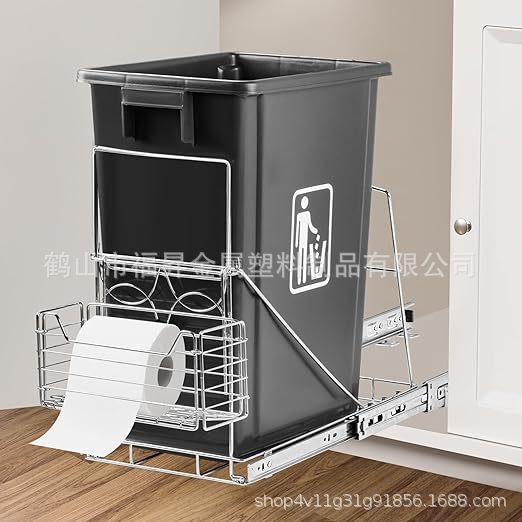 Pull-out kitchen cabinet under trash can rack cabinet adjustable trash can slide rail rack kitchen sink rolling carriage