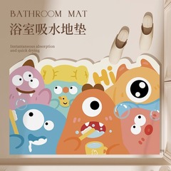 Monster Family Bathroom Mat Silicone Clay Soft Pad Quick Dry Makeup Room Foot Mat Washable Scratch Resistant Stain Proof Anti-Slip