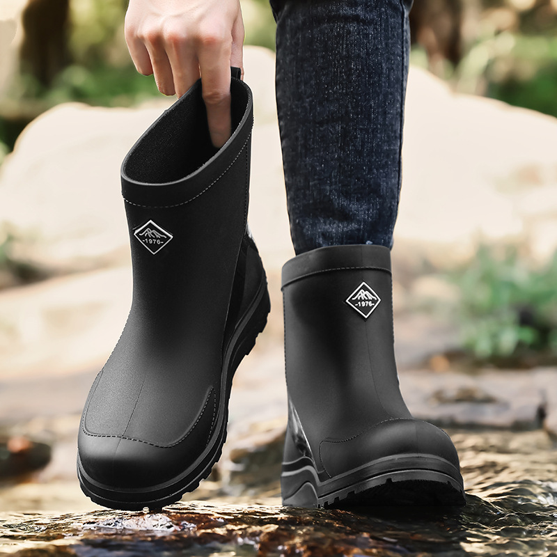 Botas de Lluvia de Tubo Medio para Hombre de PVC, Impermeable y Ligero, para Pesca y Cocina image 3