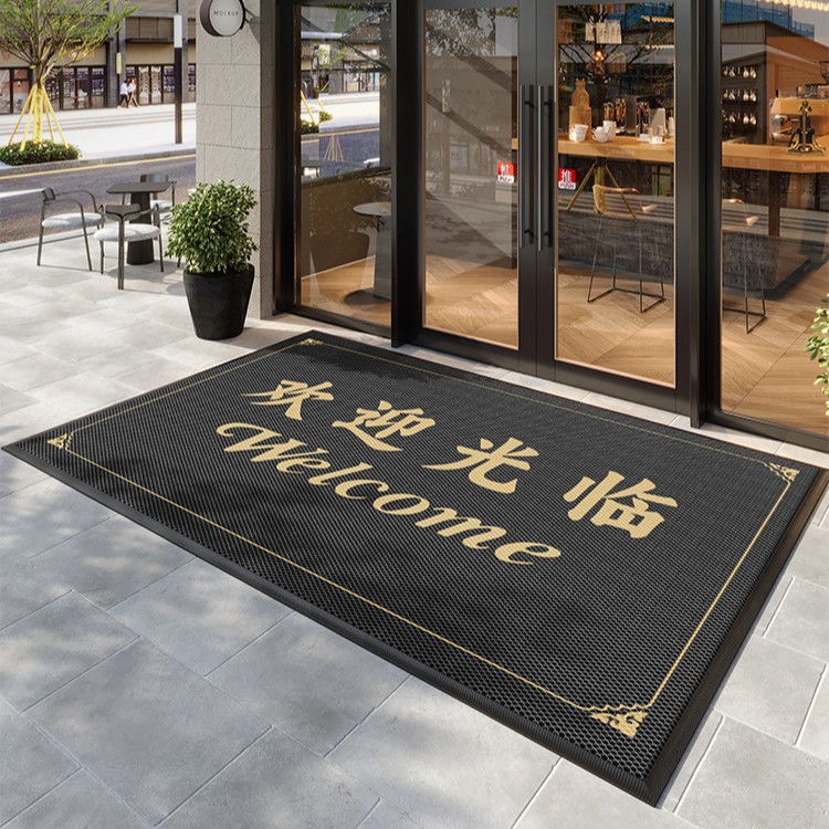 Tienda comercial puerta de entrada alfombra antideslizante alfombra de piso resistente al agua al aire libre hotel logotipo personalizado alfombra de bienvenida