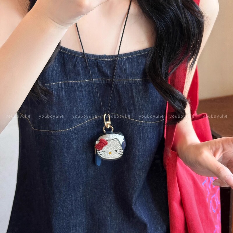 甘くてかわいい kt 猫レザーペンダントロングホルターネックネックレス女性の絶妙な甘いバッグ携帯電話ペンダントネックレス|undefined