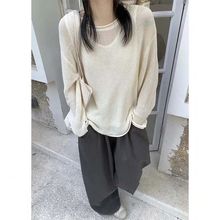 法式镂空长袖女秋季年新款吊带外搭宽松显瘦辣妹上衣LD包邮