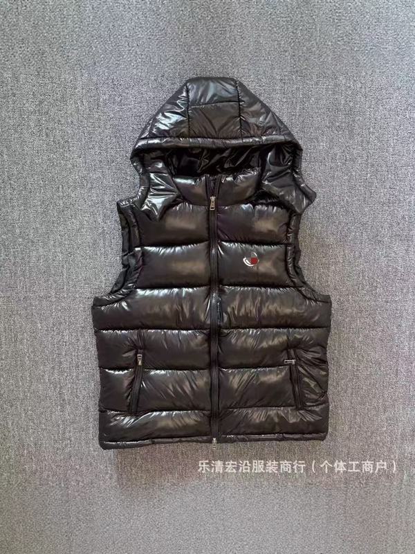 秋冬蒙家同款彩条棉服跨境坎肩棉衣可拆连帽马甲男女情侣亮面背心|undefined