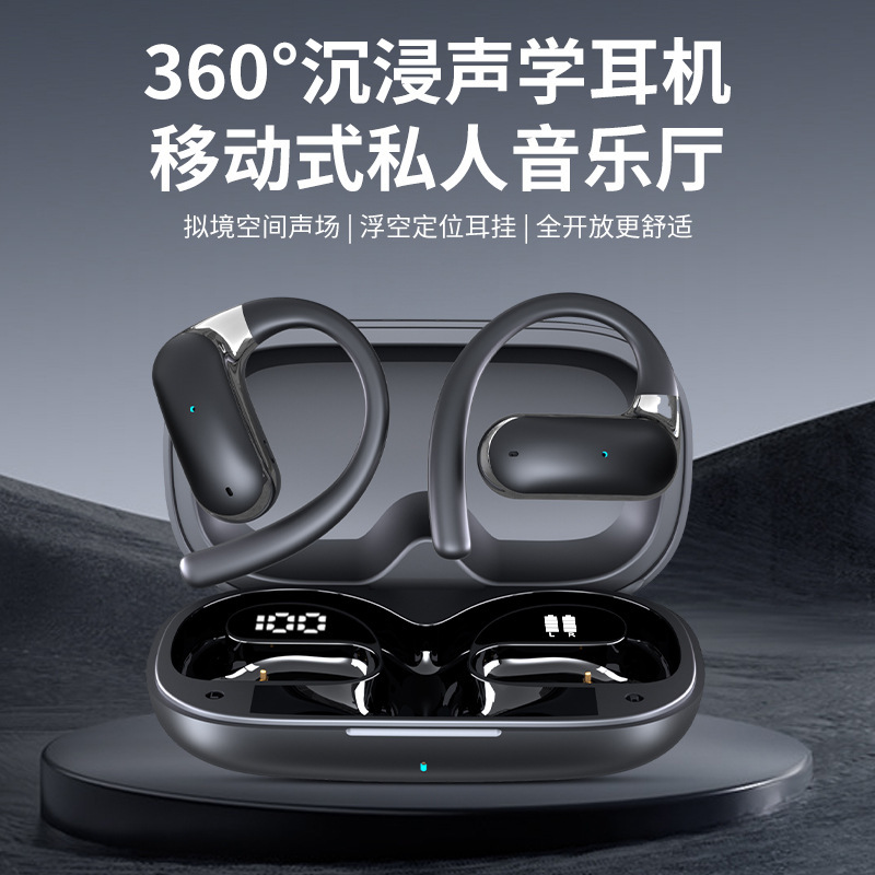 2025年新作 Bluetoothヘッドセット、長いバッテリー寿命、長時間装着しても痛くない、耳掛け型スポーツノイズリダクションワイヤレスAI翻訳ヘッドセット|undefined