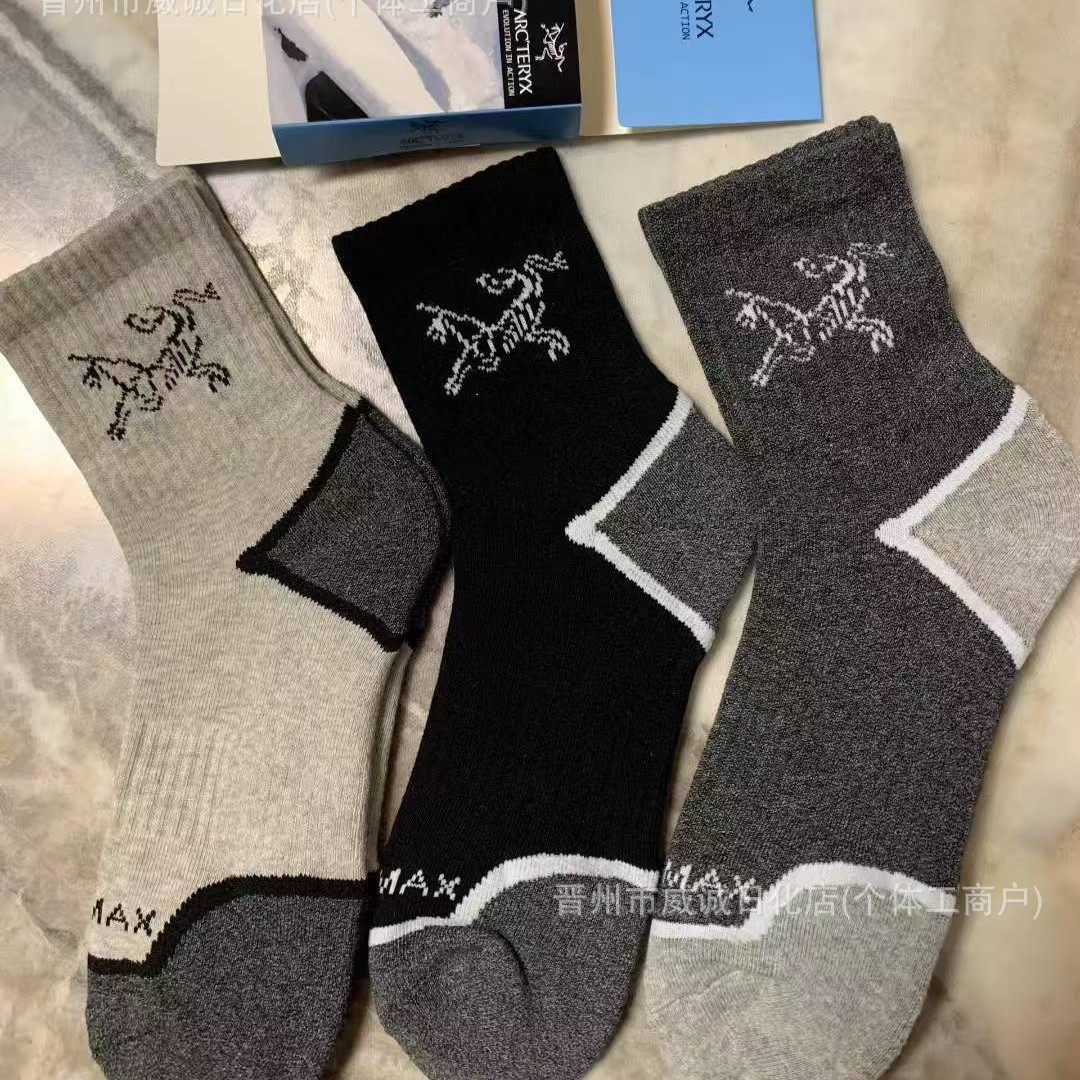 Autumn and Winter New Style始祖北脸鸟 Men's Mid-Calf Towel Bottom Sports Men's Socks Outdoor Running Mountaineering Ski Socks
