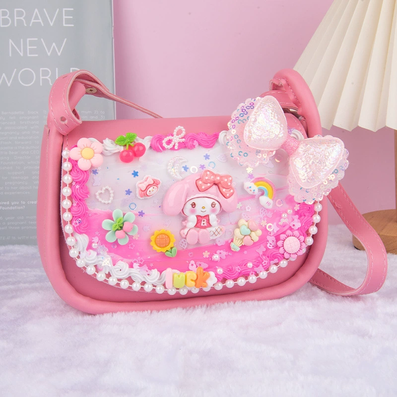 Cute cream shoulder bag, toy, handmade