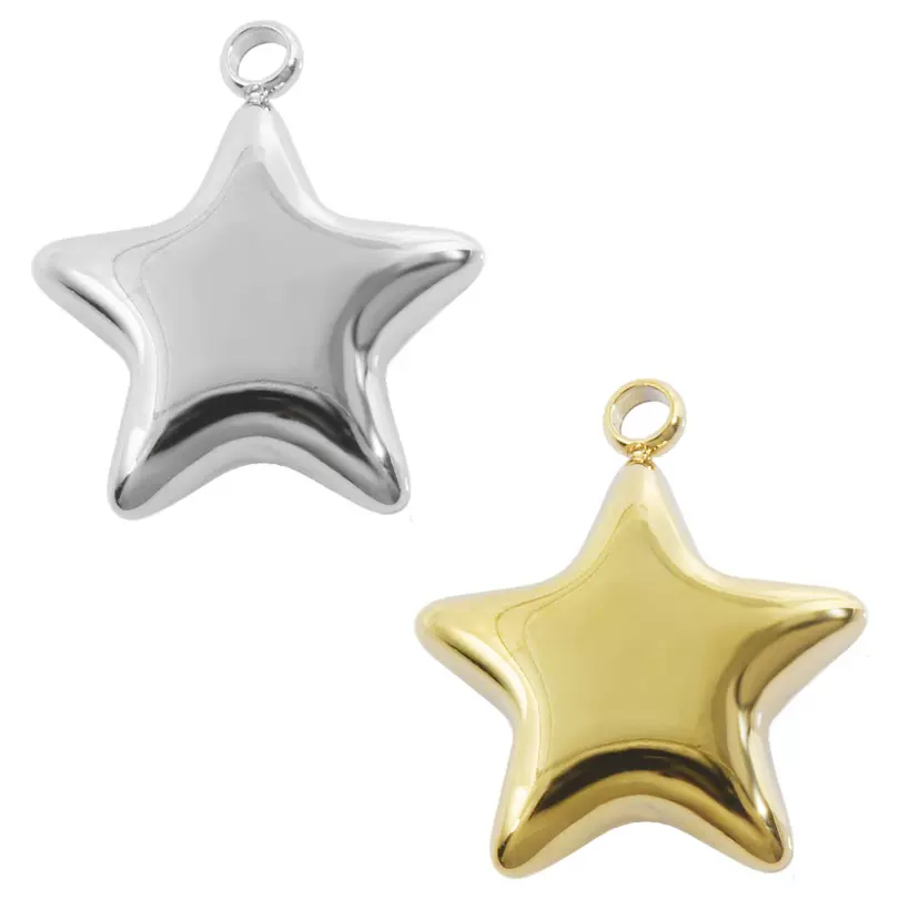 304不锈钢时尚新款星星吊坠18k金配件简约五角星坠饰项链手链饰品