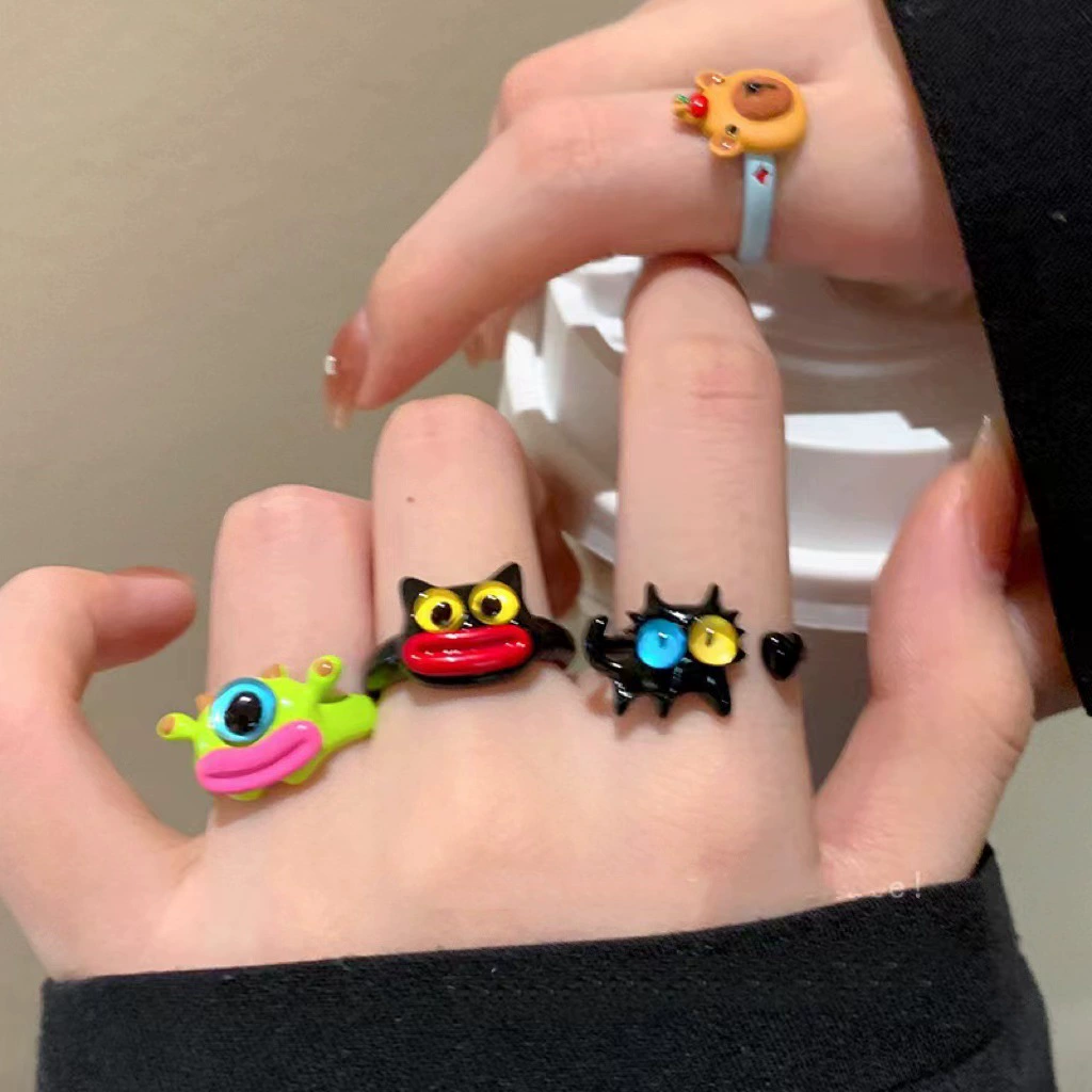 Cute cartoon one size ring, funny monster for elementary school students for beloved