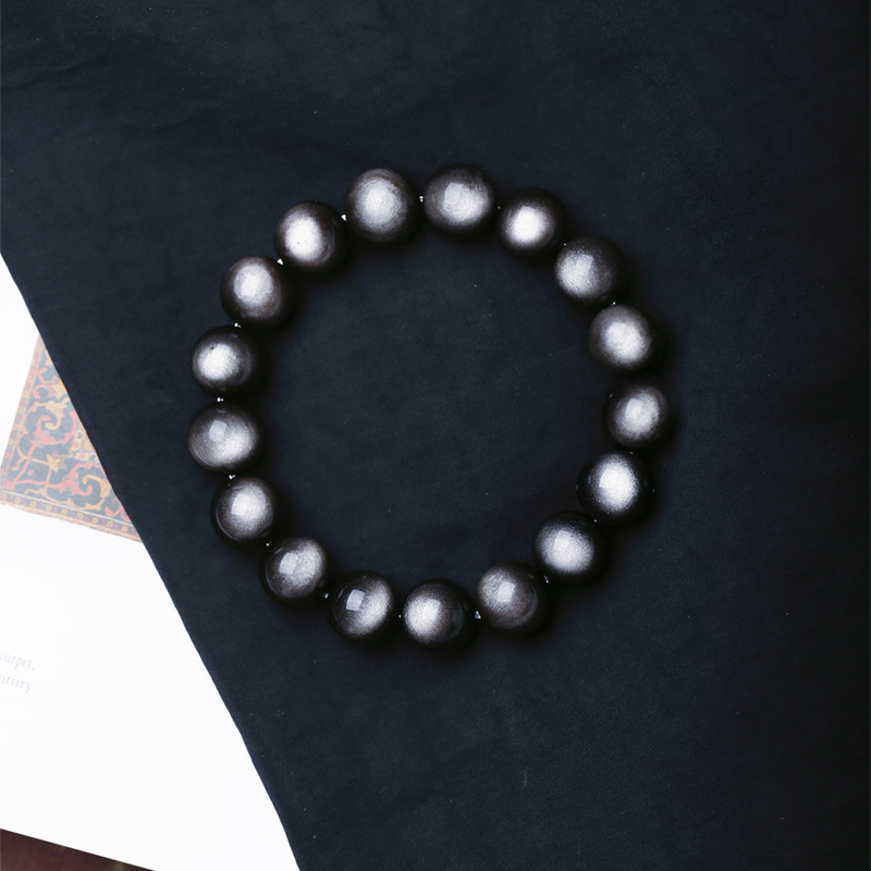 Natural 6A Grade Double-Eyed Silver Obsidian Bracelet, Domineering Silver Stone Round Beads, Loose Beads, Factory Direct Sales