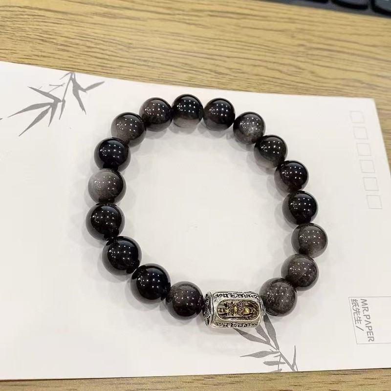天然银曜石单圈黑神话悟空同款男个性玉石手链精致高级冷酷送兄弟|undefined