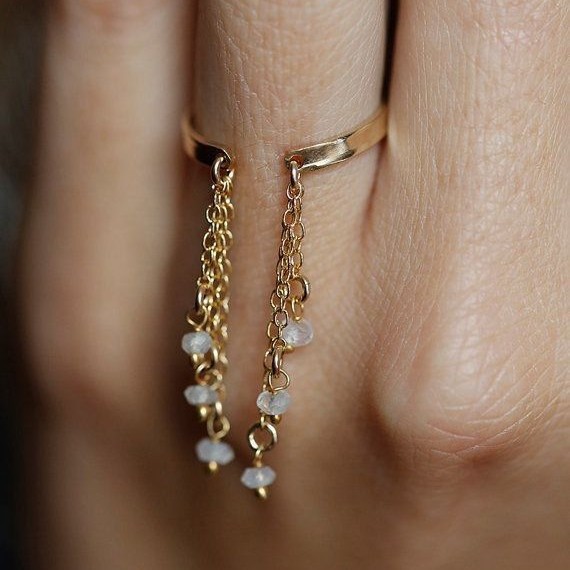 New multi-row tassel crystal pendant ring, versatile European and American style, simple tassel ring for women with a high-end feel