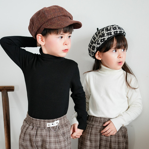 Children's high neck sweater set, long sleeve children's base shirt, knitwear for autumn and winter, unisex, thin, one piece drop shipping