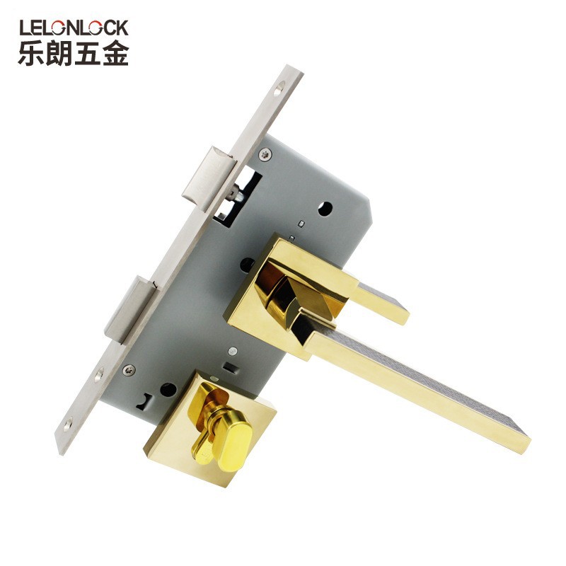 Cerradura de puerta interior personalizada lujoso dormitorio manija de puerta de cuero cerradura de puerta de madera sólida cerradura de mano silenciosa dividida