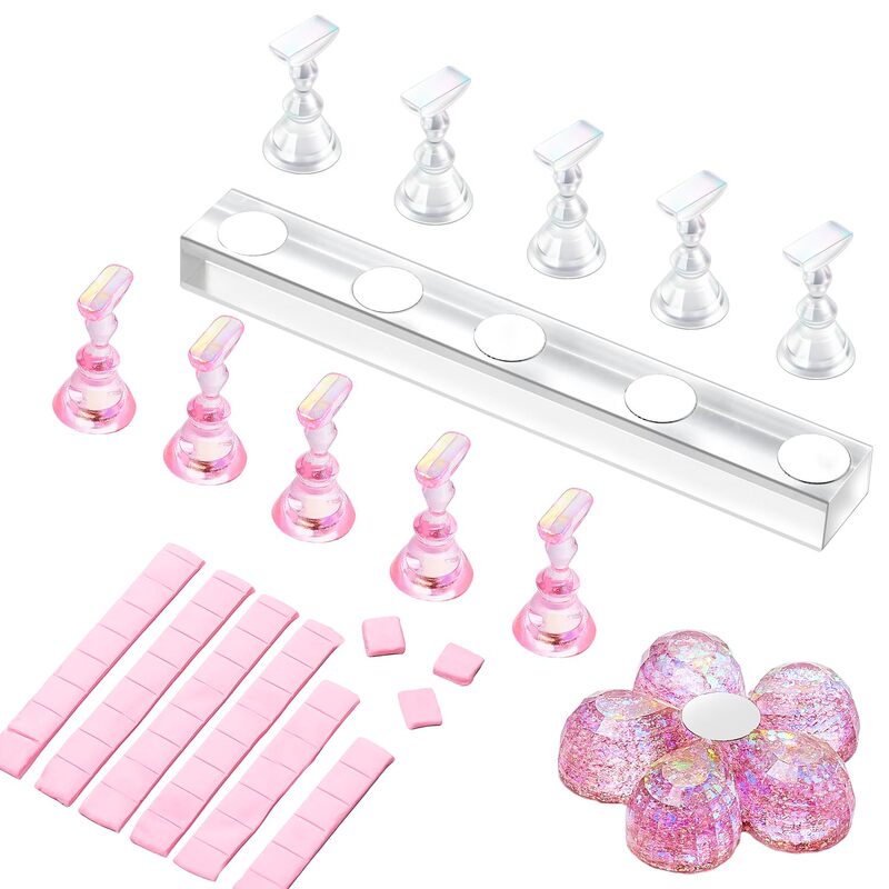 Nail long acrylic nail piece holder Plum Blossom magic color base Clay set beginner fixed nail piece practice stand