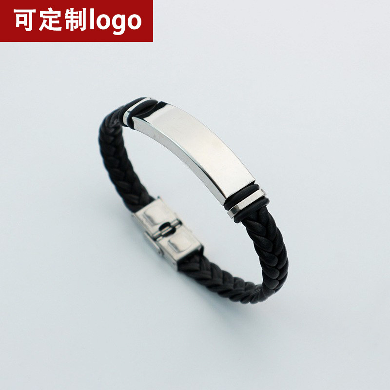 AliExpress and SHEIN's popular European and American minimalist jewelry: twisted woven leather stainless steel bracelet with customizable logo AliExpress and SHEIN's popular European and American minimalist jewelry: twisted woven leather stainless steel bracelet with customizable logo