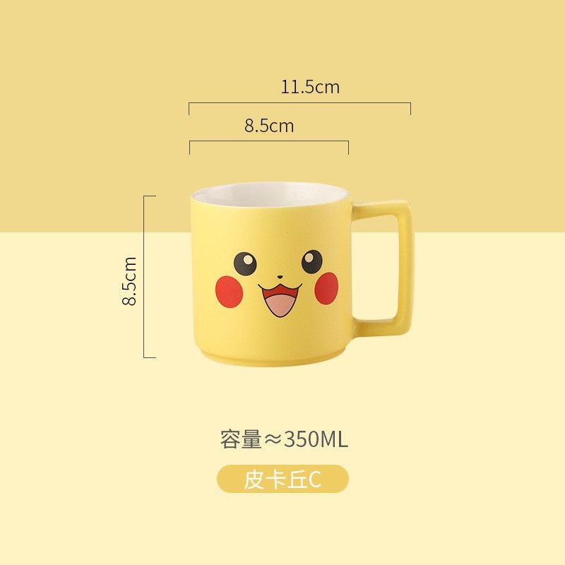 Taza de marca Pokémon, taza de agua creativa de dibujos animados Pikachu, taza de agua creativa de cerámica encantadora para niños