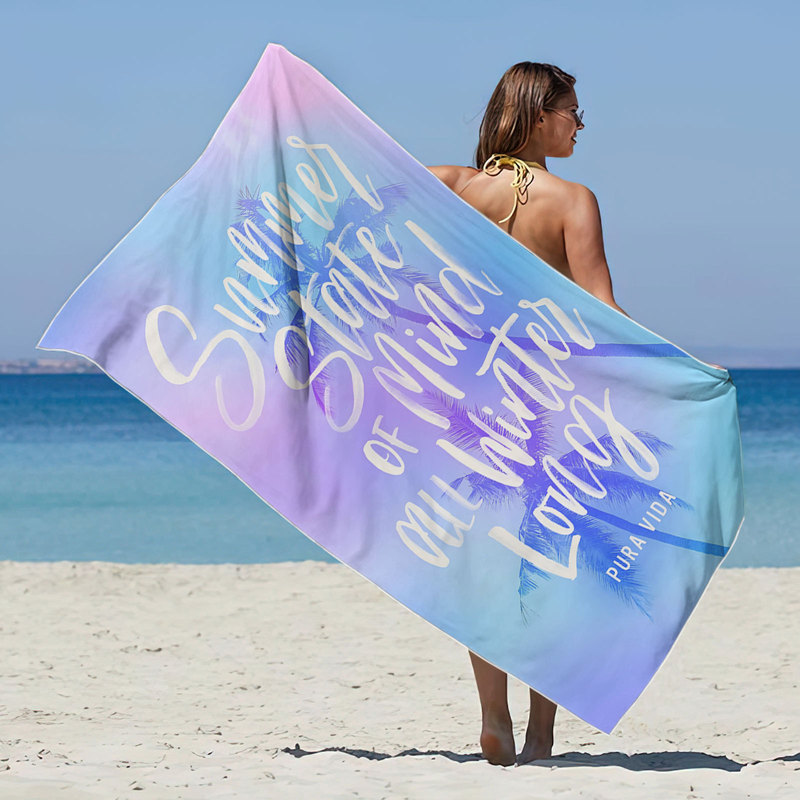 Factory direct supply double-sided velvet bath towel beach towel square beach towel microfiber towel butterfly beautiful