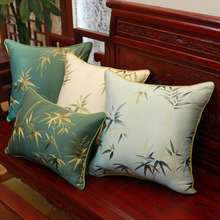 KBQ1新中式绣花竹子红木沙发大抱枕含芯床头靠垫套办公室靠枕靠背