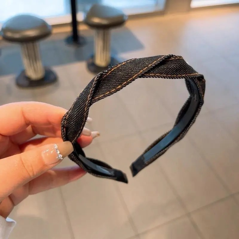 复古牛仔细扭结麻花防滑带齿气质发箍女森系减龄日常百搭发饰外出|undefined