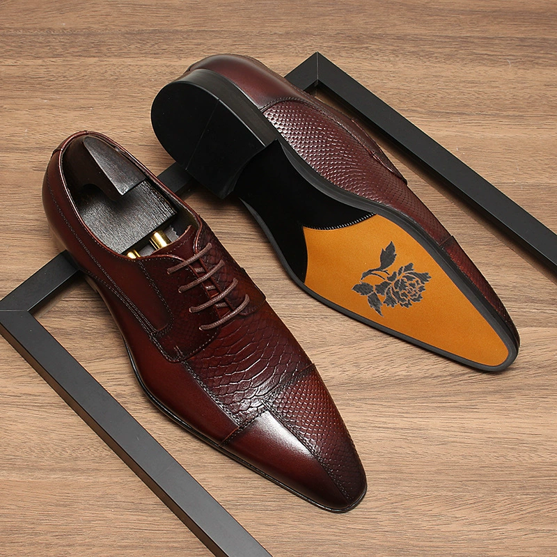 Длинная версия кожаной британской кожаной обуви мужская высококлассная мужская деловая одежда модная остроконечная повседневная кожаная обувь большой размер