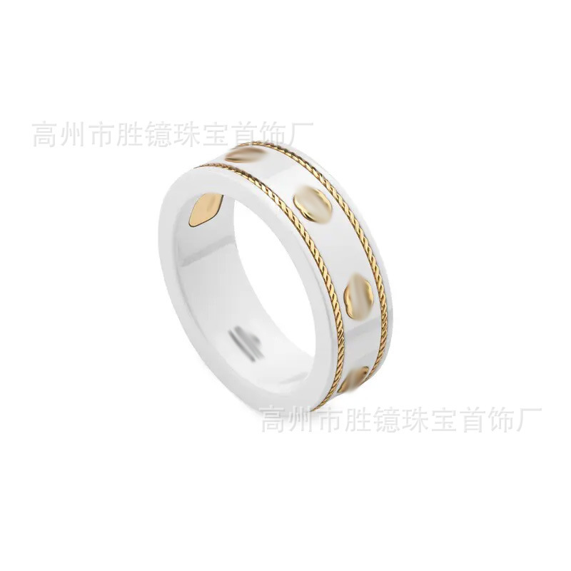 高バージョン Gujia リング Gucci レトロ オールド メンズ レディース リング カップル モデル ダブル G ストライプ エナメル 中空デイジー|undefined