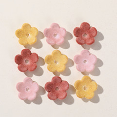 日系甜美植絨絲絨三色小碗花配飾diy耳飾頭飾女髮飾髮夾材料批發