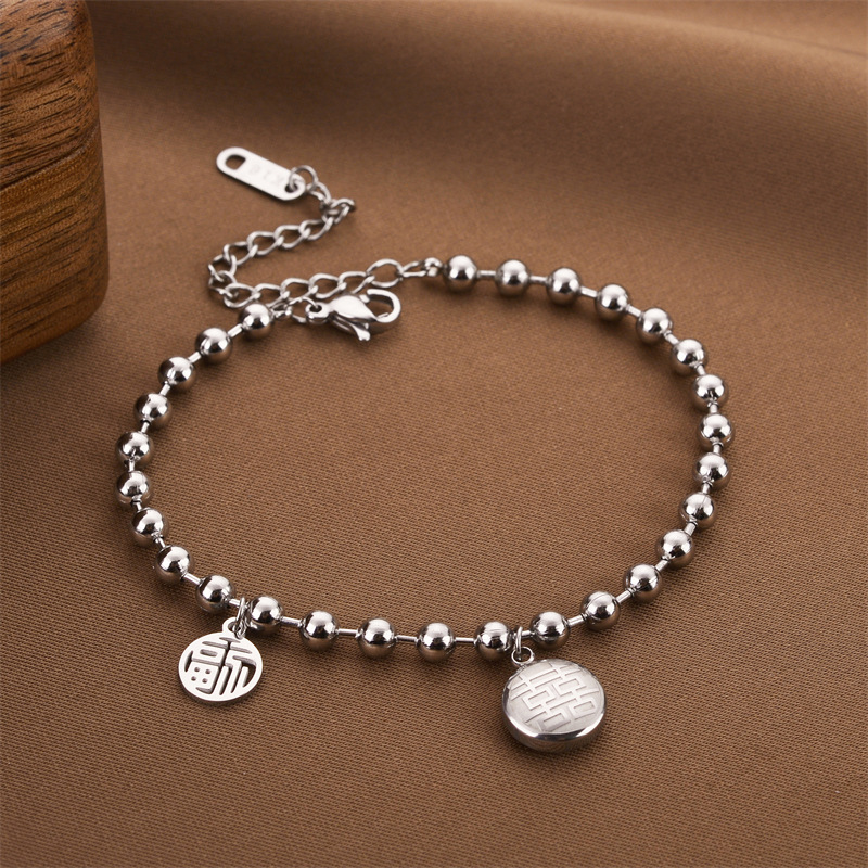 Joyas transfronterizas europeas y americanas Pulsera de acero de titanio de todo fósforo Versión coreana del temperamento bohemio Pulsera de acero de titanio que no se desvanece Joyería femenina